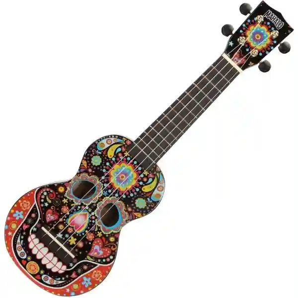 Mahalo MA1SK-BK Skull Black TeschioArt Series-Ukulele soprano