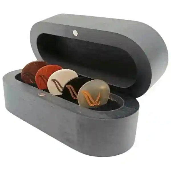Wambooka Five Senses Flat - Set di 5 Plettri in Cofanetto in Legno