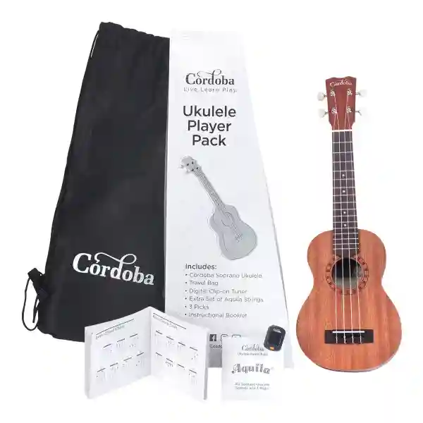 Cordoba Ukulele Player Pack Soprano - Pack Ukulele Soprano Con Borsa e Accessori